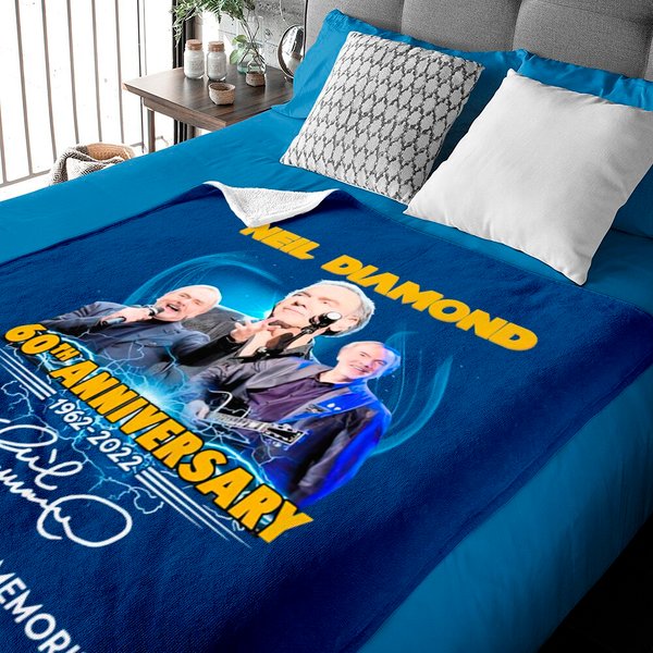 Neil Diamond 60th Anniversary Signatures Baby Blanket - Vintage Fan Gift