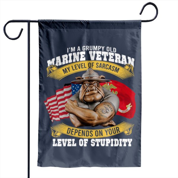 I Am A Grumpy Old Marine Veteran Garden Flags