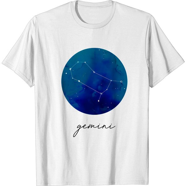 Gemini Zodiac Watercolor Constellation - Gemini - T-Shirt-image
