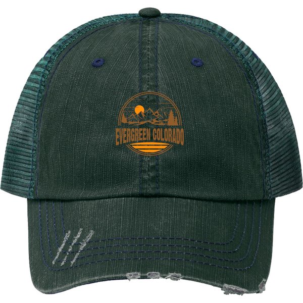 Vintage Evergreen, Colorado Mountain Hiking Souvenir Print Trucker Hats-image