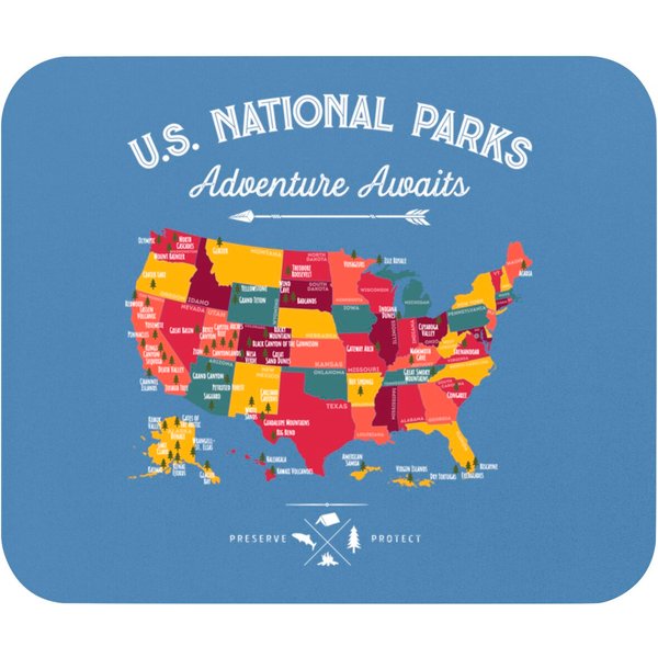 62 National Parks Map Gifts Us Park Vintage Mouse Pads-image