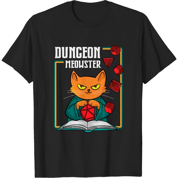 Dungeon Meowster Rpg Tabletop Gaming Dm Role Player T-Shirt-image