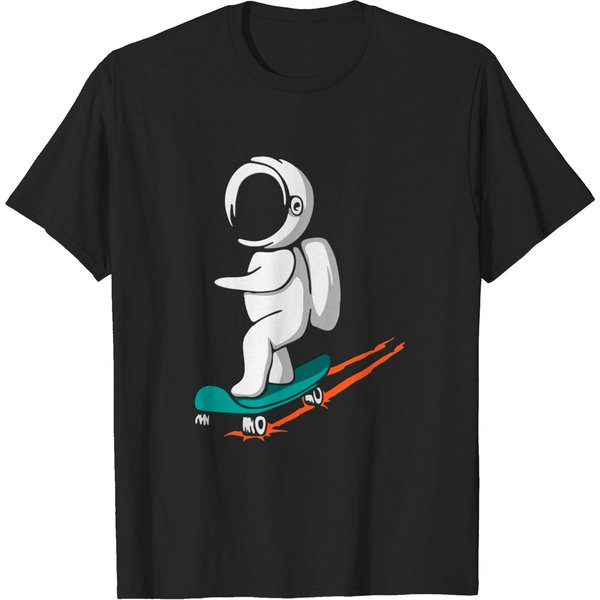 Little Astronaut Rides On Skateboard T-Shirt-image