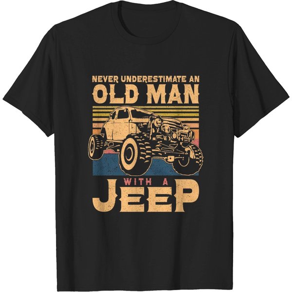 Old Man With A Jeep T Shirt-image