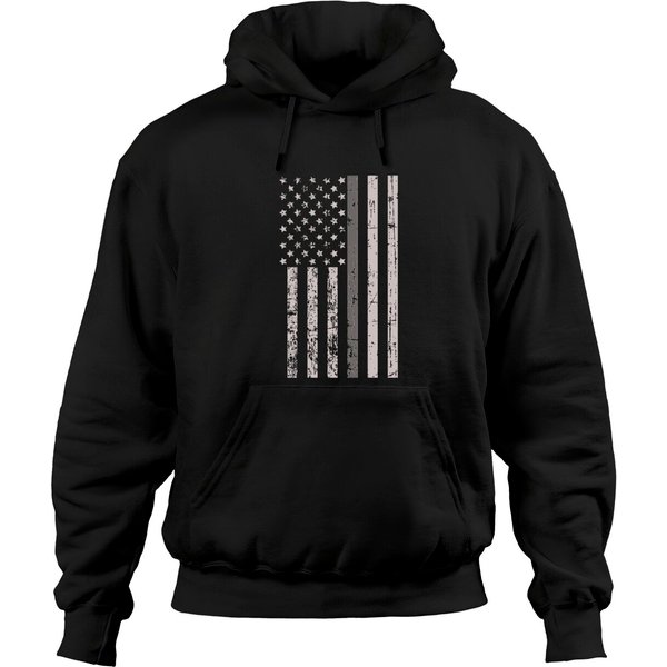 Corrections Officer Gifts Shirt Flag Thin Silver Gray Line Pullover Hoodie-image