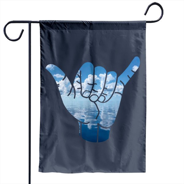 Shaka Hand Sign With Calm Ocean And Clouds - Shaka - Garden Flags