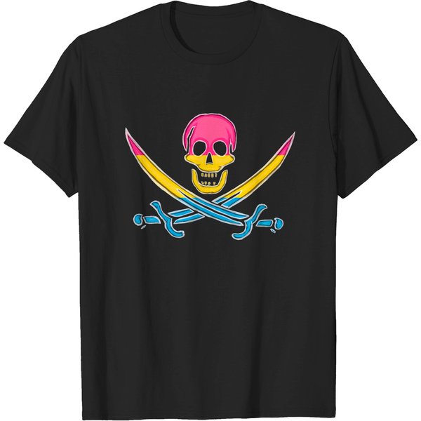 Pansexual Pirate Pride (Darkmode) - Pride Flag - T-Shirt-image