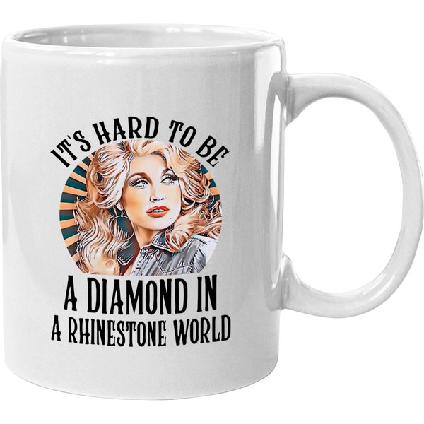 Dolly Parton Mug, Vintage Dolly Parton It's Hard To Be A Diamond In A Rhinestone World Classic Mugs-image