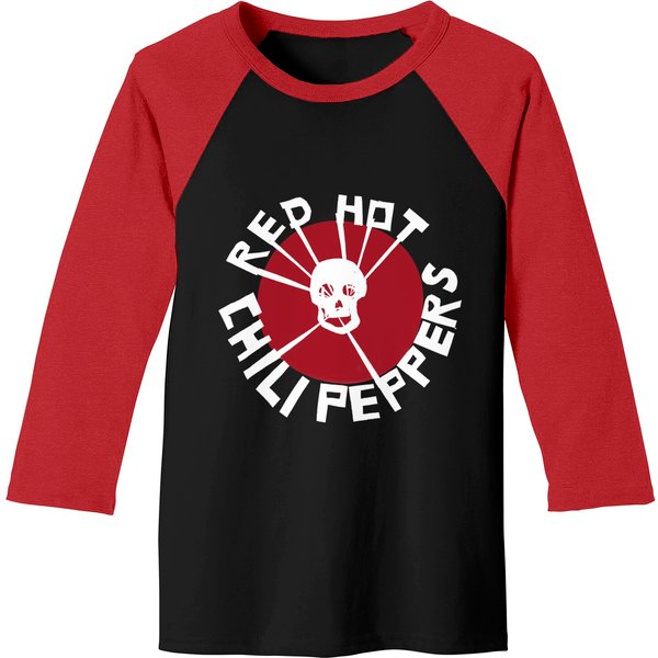 Red Hot Chili Peppers Flea Art Circle Skull Baseball Tees-image