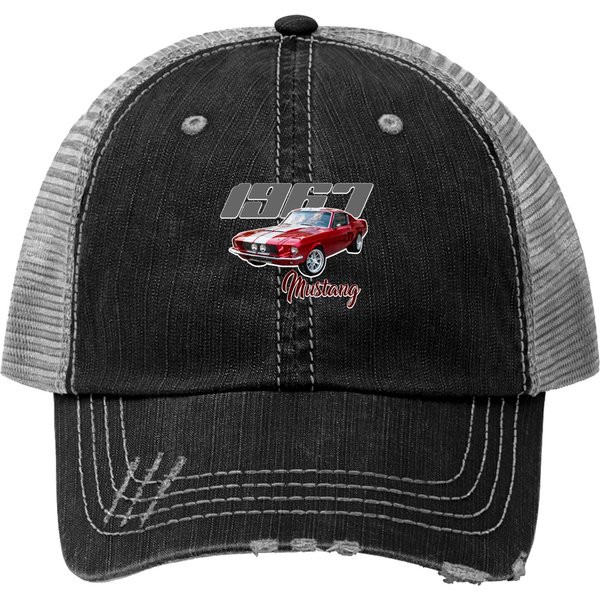 Red 1967 Mustang Trucker Hats T Trucker Hat-image