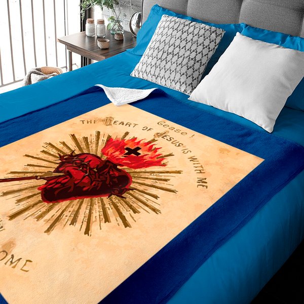 Vintage Sacred Heart Of Jesus Traditional Gift Baby Blankets-image