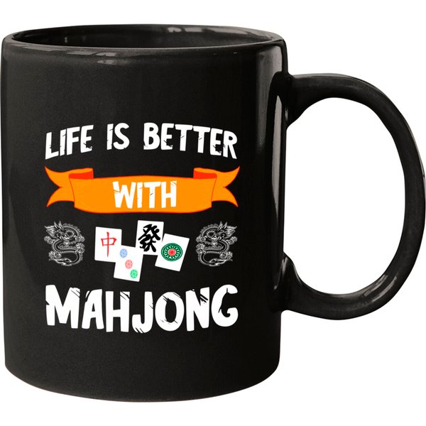 Life Is Better With Mahjong Tiles Cards Mah Jongg Game Set Mugs