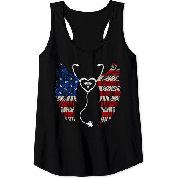 American Flag Nurse Patriotic Nursing 4Th Of July Tank Tops-image