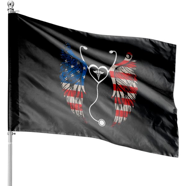 American Flag Nurse Patriotic Nursing 4Th Of July House Flags-image