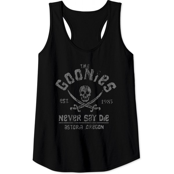The Goonies - Never Say Die - Gris Sur Noir Tank Tops-image