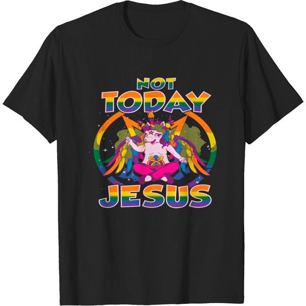 Devil T Shirt Not Today Jesus Evil Unicorn Shirt T-Shirt-image