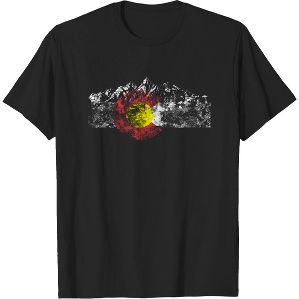 Colorado Flag And Mountains - Rocky Mountains T-Shirt-image