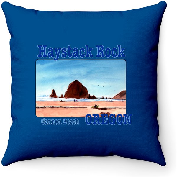 Haystack Rock, Cannon Beach, Oregon - Haystack Rock - Throw Pillows-image