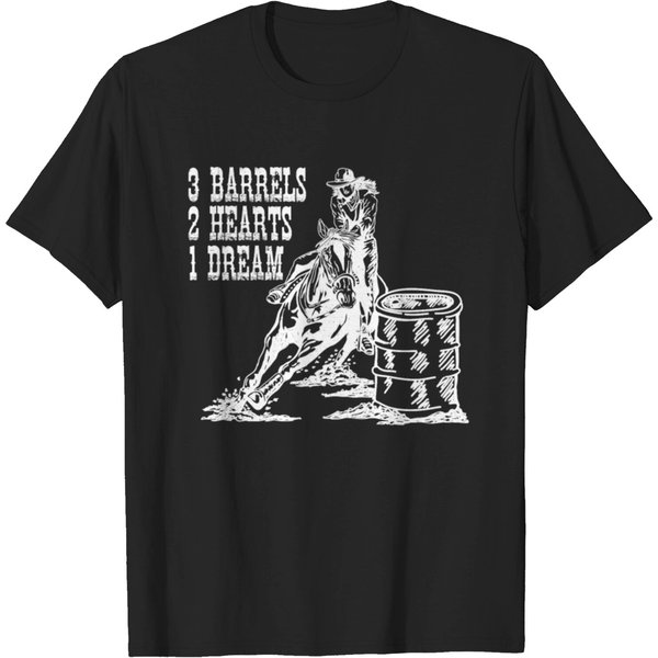 3 Barrels 2 Hearts 1 Dream Barrel Racing T-Shirt-image