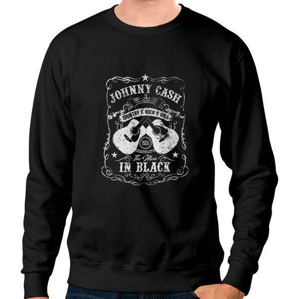 Johnny Cash Man In Black Sweatshirt Sweatshirts-image