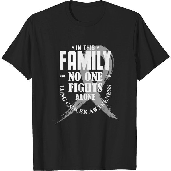In This Family No One Fights Alone Lung Cancer Tee T-Shirt-image