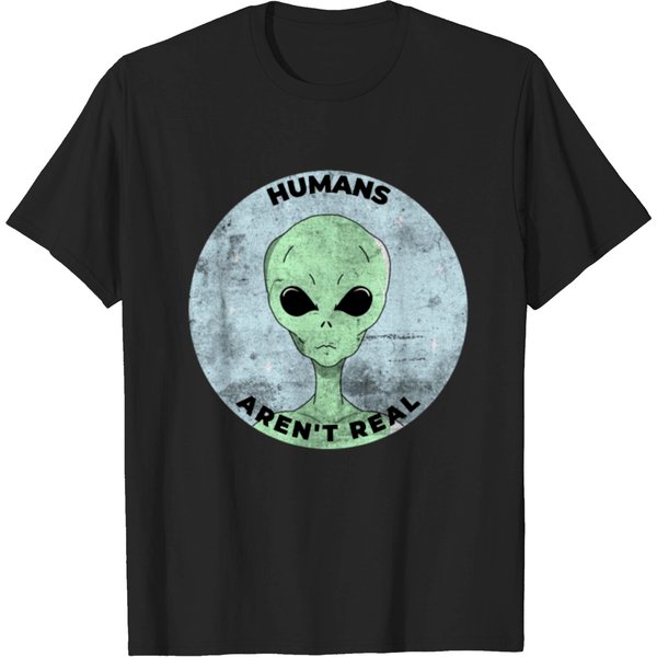 Humans Aren't Real - Distressed T-Shirt-image