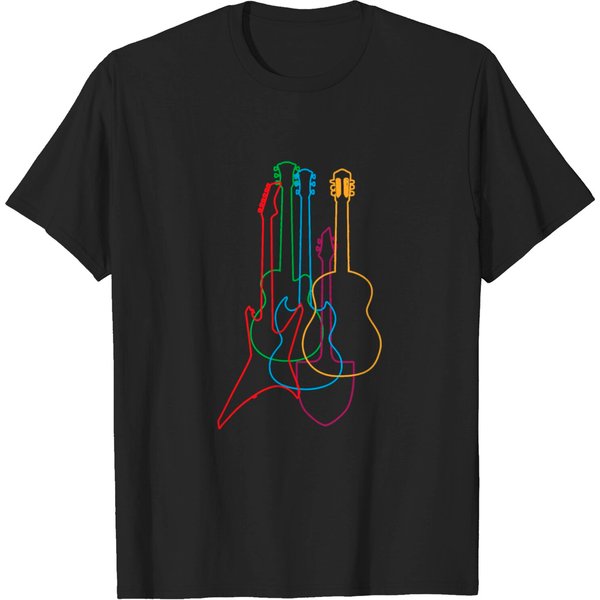 Colored Guitars Electric Acoustic Classical T-Shirt-image