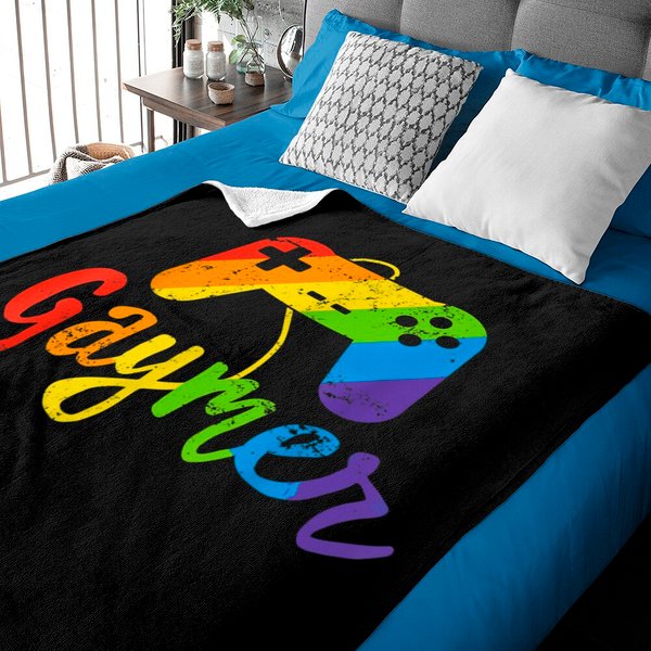Gaymer Baby Blanket - Lgbt Pride Gay Gamer Rainbow Flag Gift Baby Blankets-image