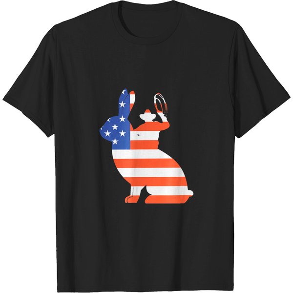 American Flag Cowboy Riding Bull Jack Rabbit T-Shirt-image