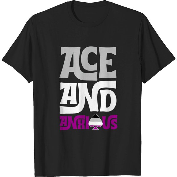 Ace And Anxious Cute Asexual Pride Flag Funny Ace T-Shirt-image
