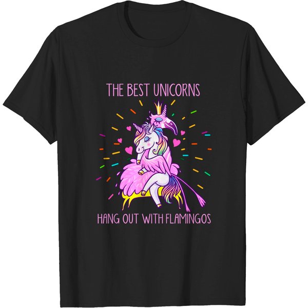 The Best Unicorns Hang Out With Flamingos - Flamingo - T-Shirt-image