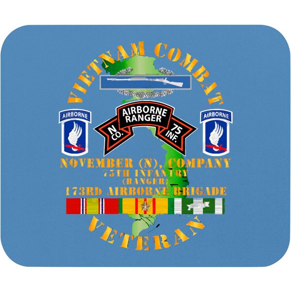 Vietnam Combat Vet - N Co 75Th Infantry (Ranger) - 173Rd Airborne Bde Ssi - Vietnam Combat Vet N Co 75Th Infantry - Mouse Pads-image