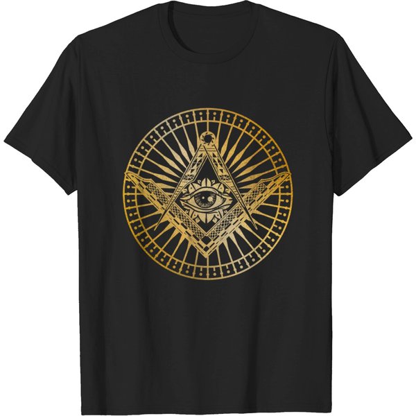 All Seeing Mystic Eye In Masonic Compass T-Shirt-image