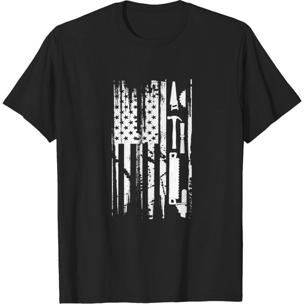 American Flag Woodworking T-Shirt-image