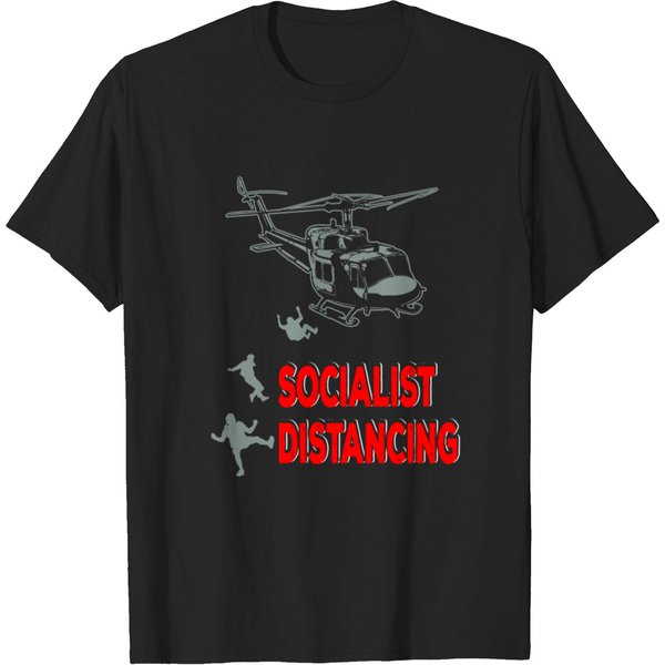 Funny Pilot Socialist Distancing Helicopter Gifts T-Shirt-image