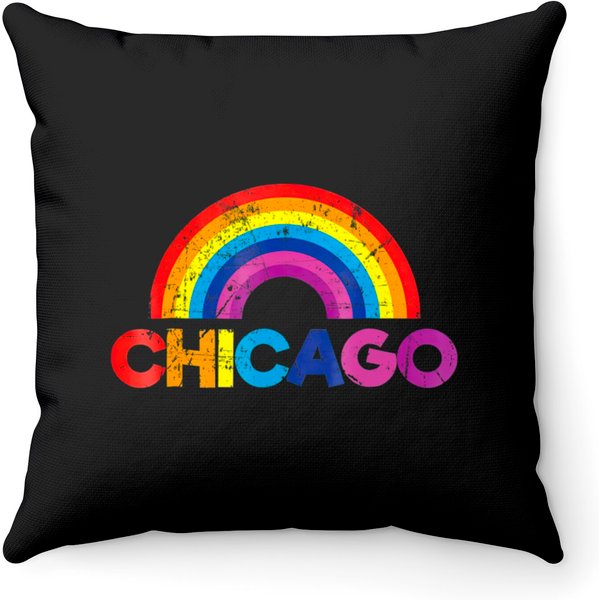 Chicago Rainbow Lgbt Gay Pride Parade T Throw Pillows-image
