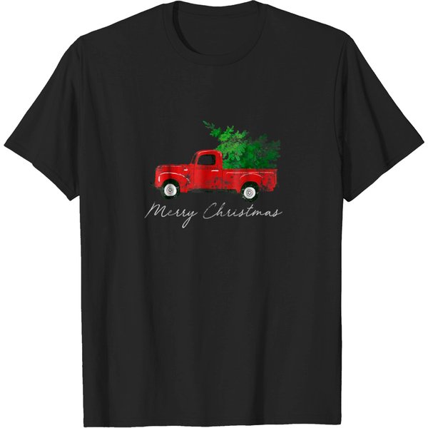Vintage Wagon Christmas T Shirt Tree On Car Xmas T-Shirt-image
