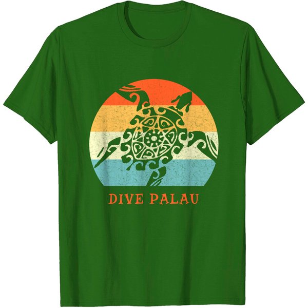 Dive Palau Vintage Tribal Turtle Vacation Gift T-Shirt-image