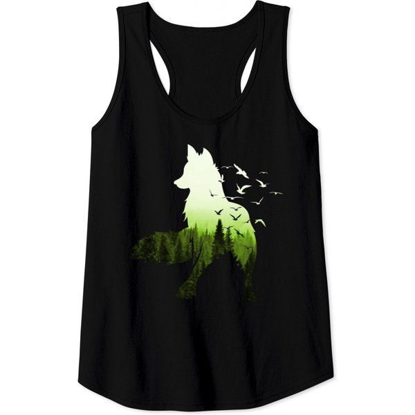 Fox Silhouette Climate Protection Forest Fox Tank Tops-image