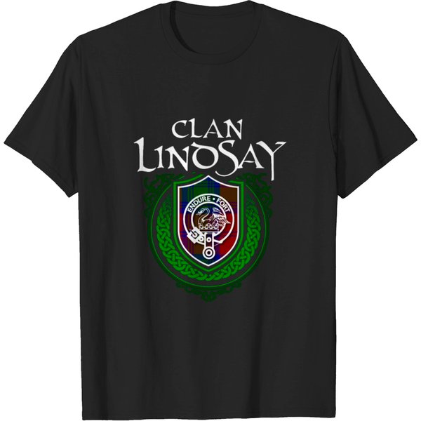 Lindsay Surname Scottish Clan Tartan Crest Badge T-Shirt-image