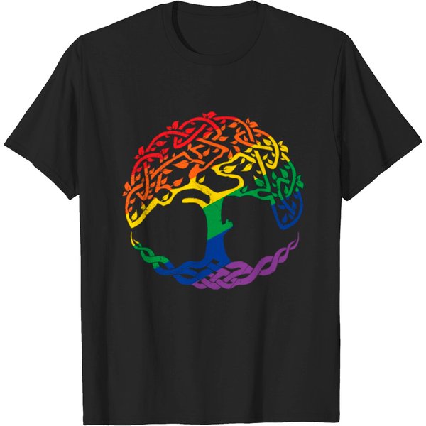 Celtic Symbols Tree Of Life Rainbow Color Gift T-Shirt-image