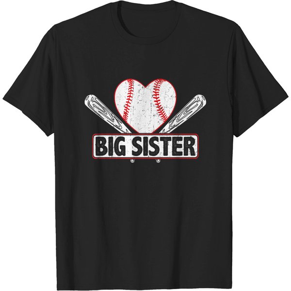 Baseball Big Sister Matching Family Softball Baseball Lover T-Shirt-image