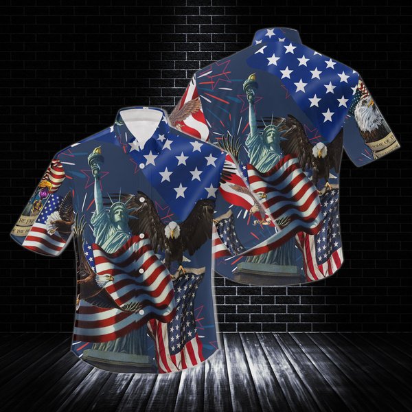 Eagle Flag American Hawaiian Shirt-image