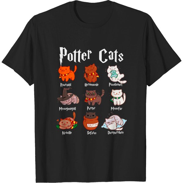 Potter Cats T-Shirt Funny Gifts For Cat Lovers - Cat - T-Shirt-image