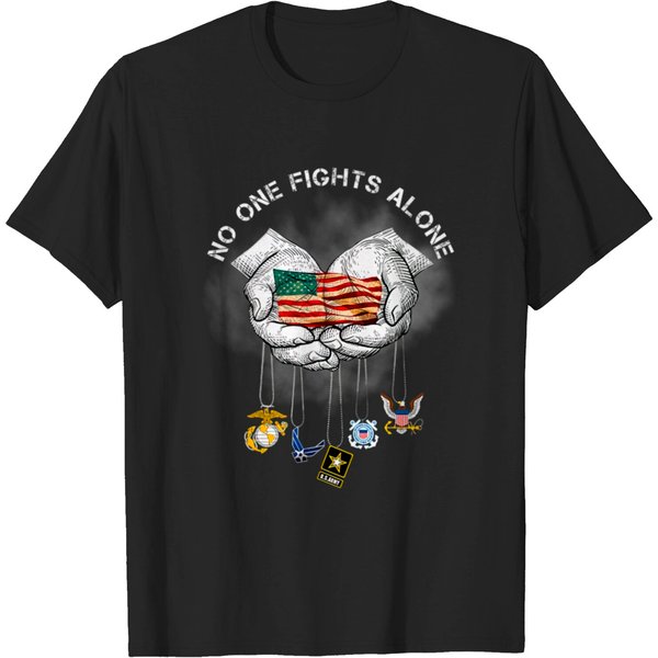 Veteran Day Gift-No One Fights Alone Veteran Us Na T-Shirt-image