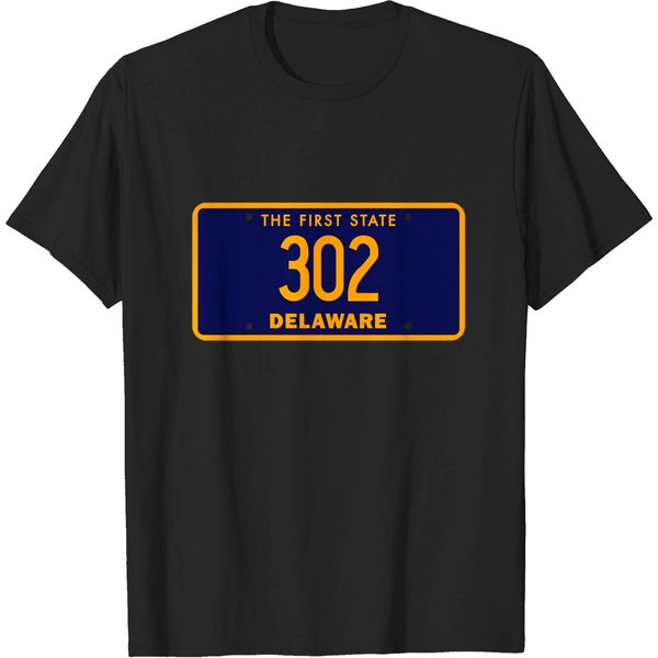 Delaware 302 Area Code License Plate T-Shirt-image