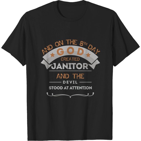 God Created Janitor Cleaning Service Cleaners Gift T-Shirt-image