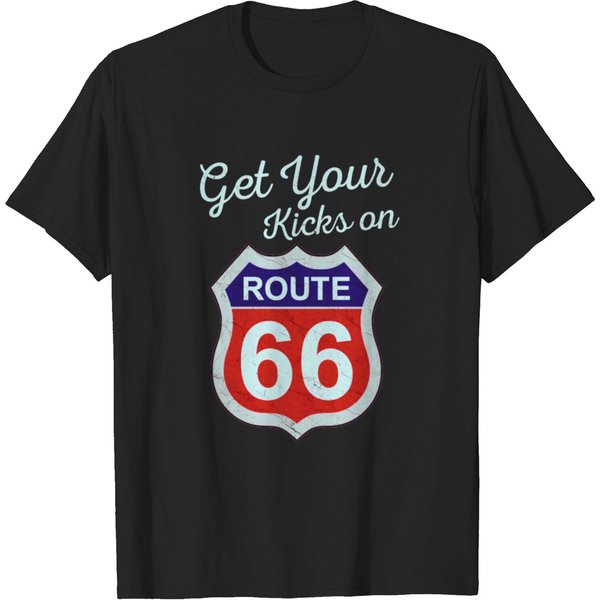 Get Your Kicks - Route 66 - Distressed 60'S T-Shirt-image