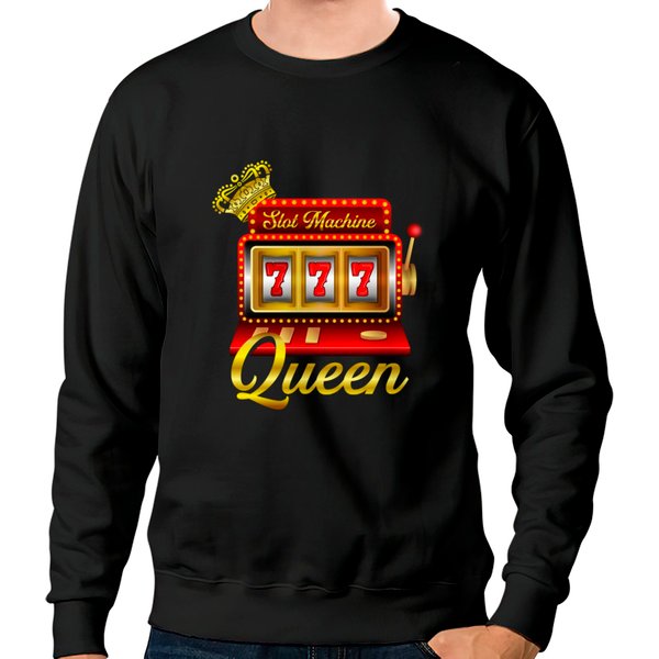 Slot Machine Queen Funny Casino Gift Sweatshirts-image