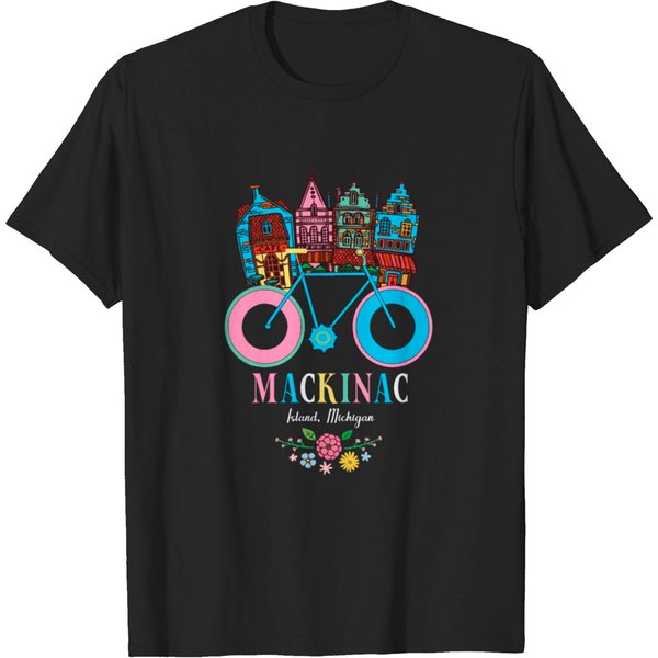 Mackinac Island Michigan Bike Art T-Shirt-image
